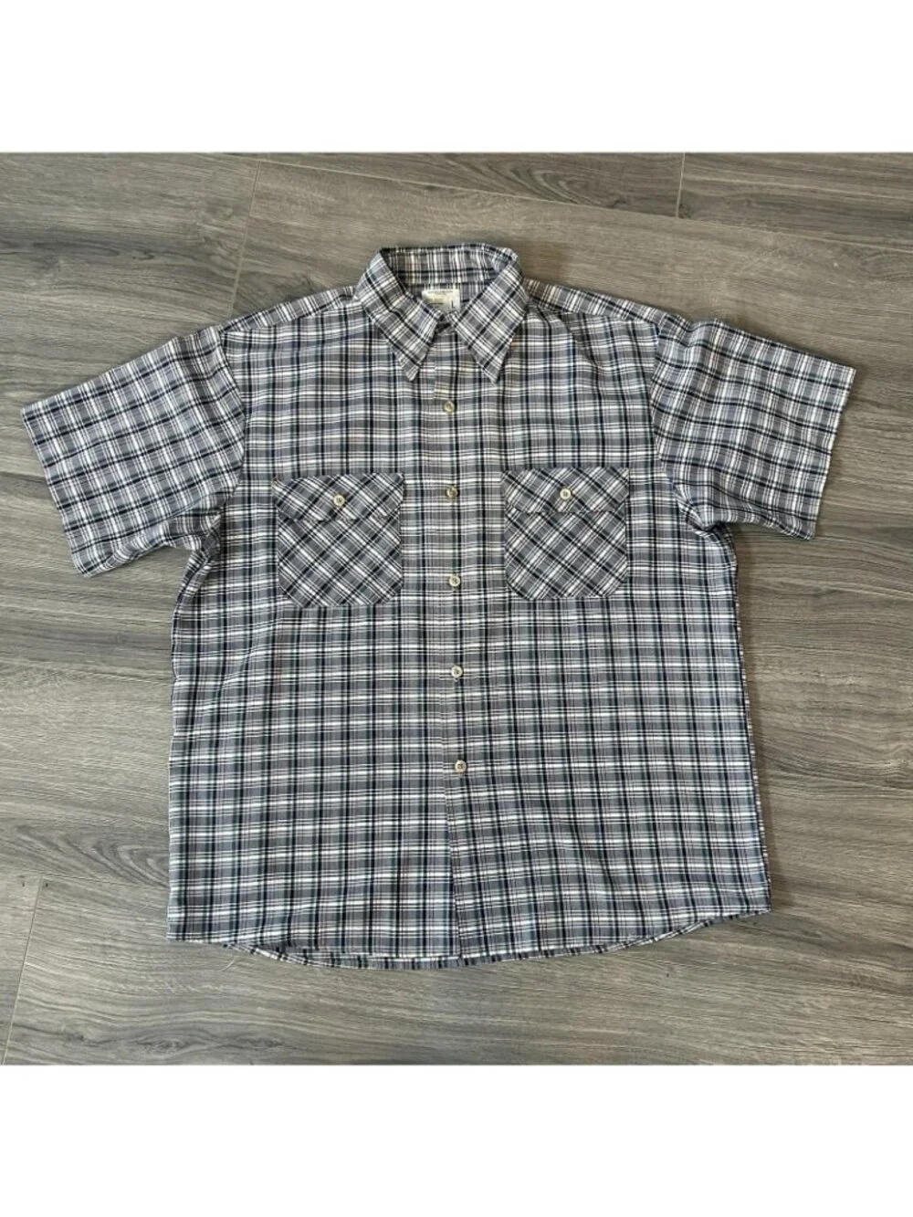 Vintage Big Mac Shirt Mens Large Blue Plaid JCPenney Lightweight Workwear 70s